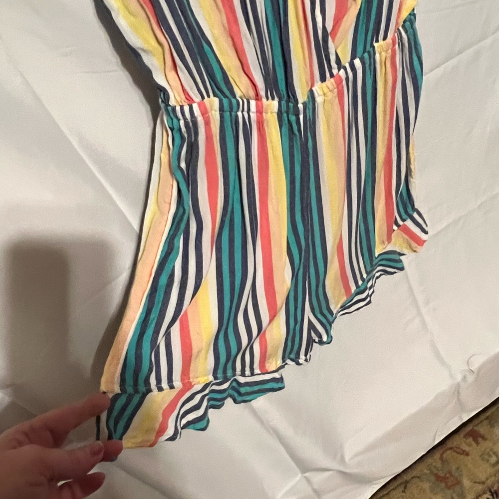 L Ruffles & Candy Stripes Challis Romper - Picture 3 of 12